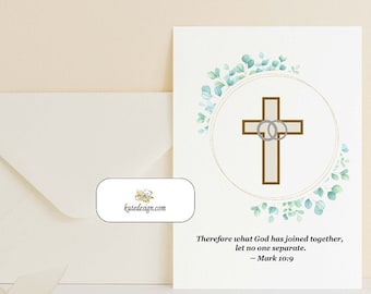 Religious Wedding Card, Wedding Bible Verse Card, Spiritual Wedding Card, Mark 10:9, Christian Wedding Card