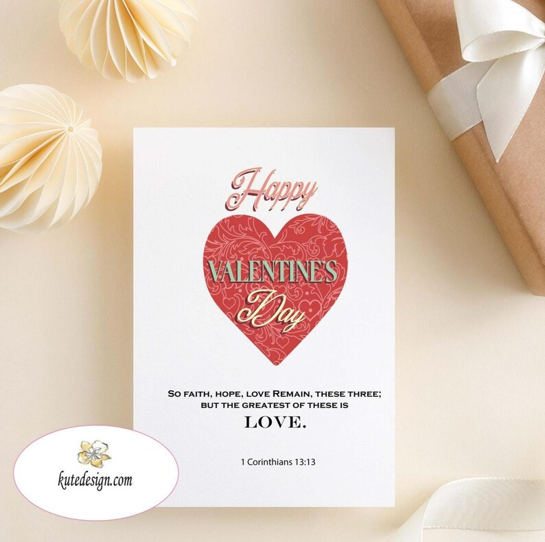 Printable Religious Valentine Card, Christian Bible Verse, Love ...