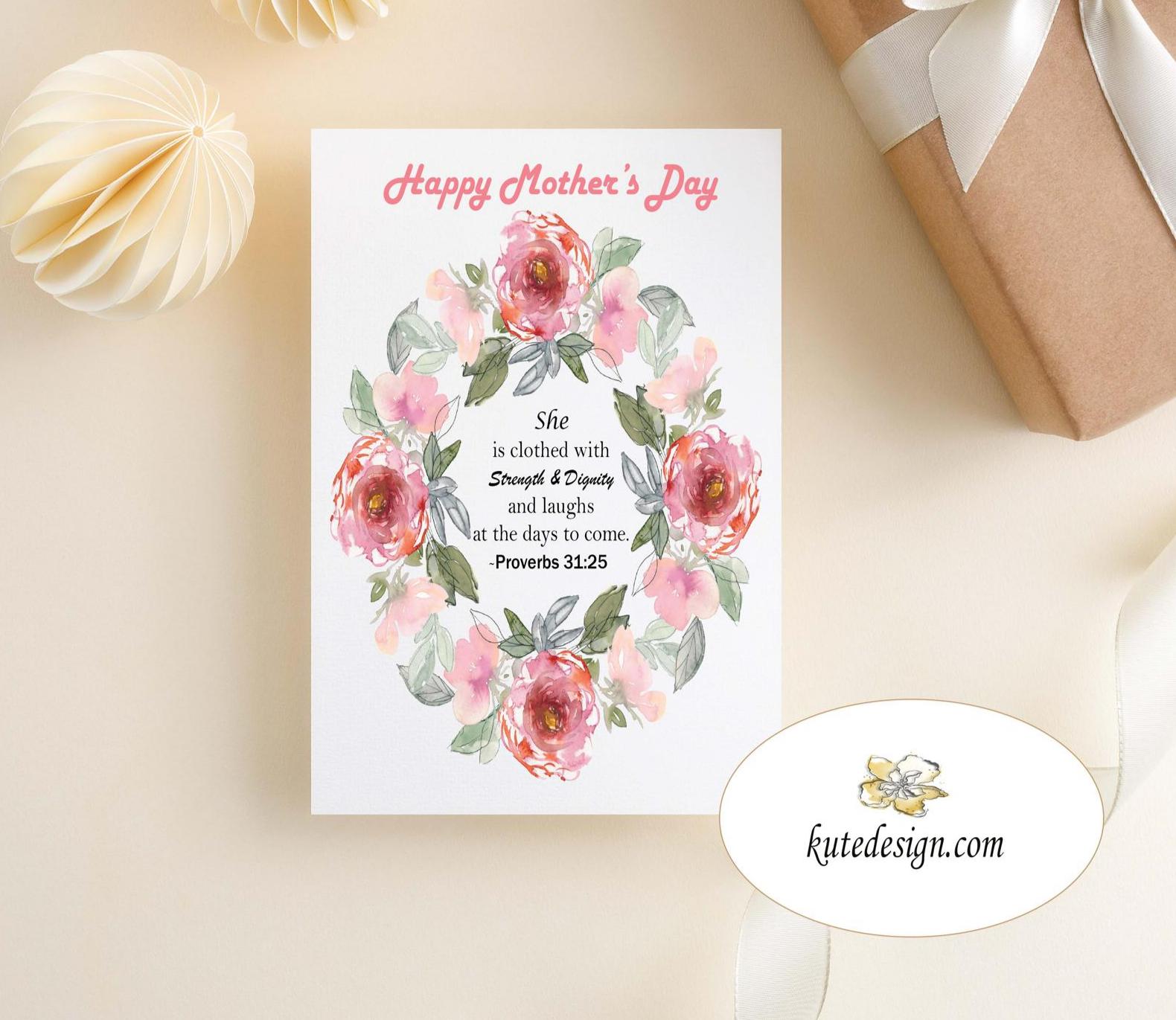 Printable Mother's Day Card, Christian Mom Card, Bible Verse Card ...