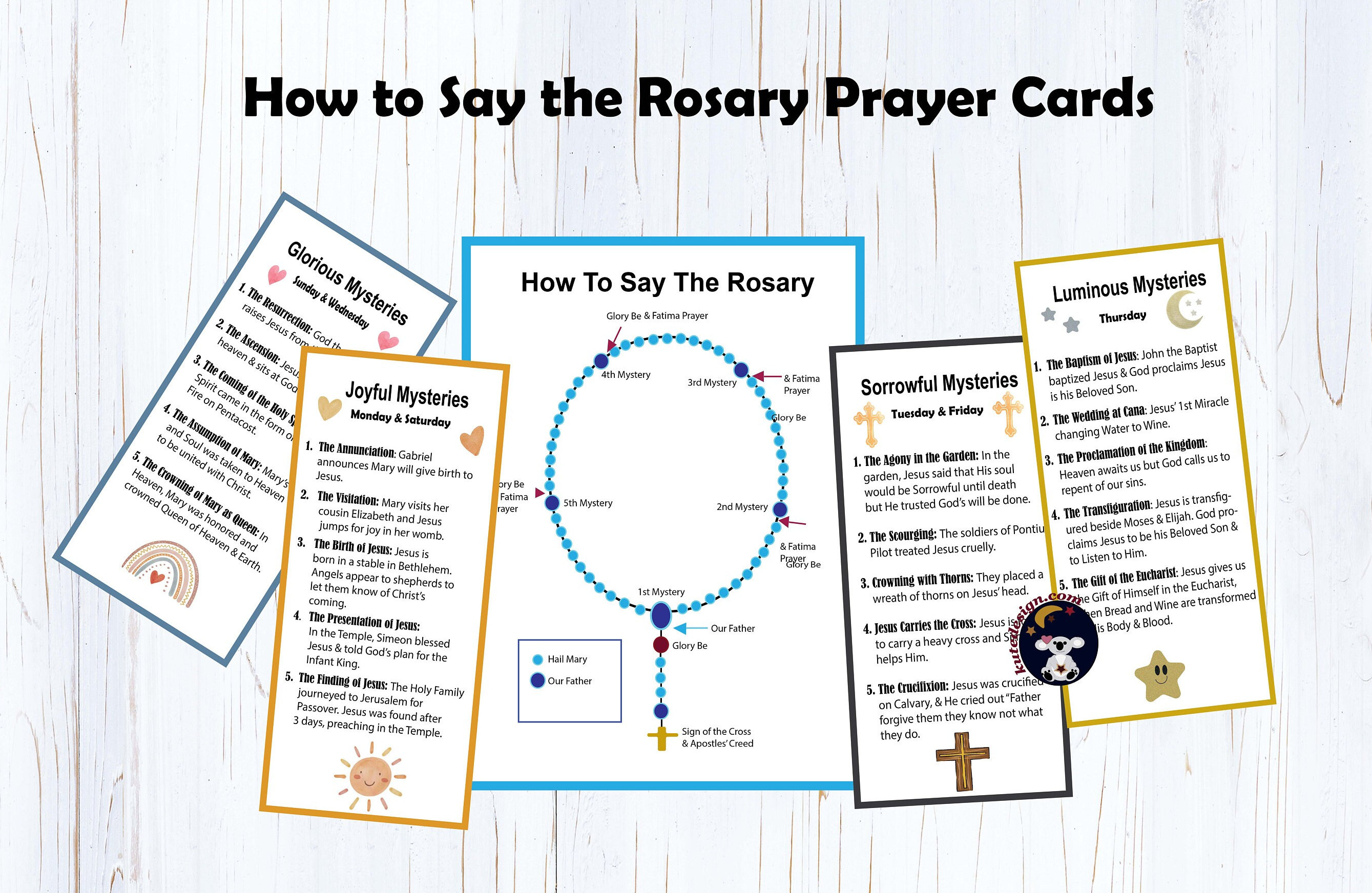 How to Say the Rosary Prayer Cards, Children's Printable Rosary Cards, Catholic Homeschool ...