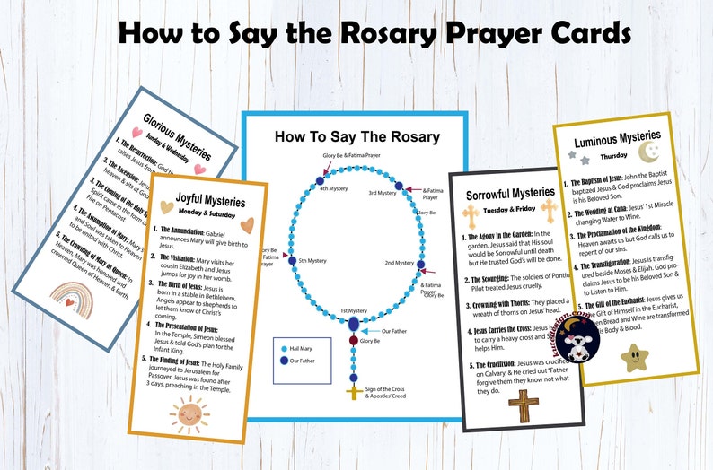 How to Say the Rosary Prayer Cards, Children's Printable Rosary Cards ...