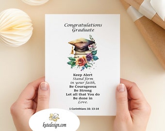 Printable Graduation Card, Religious Graduation Card, Highschool Graduation, College Graduation, Spiritual Graduation Card, Bible Scripture