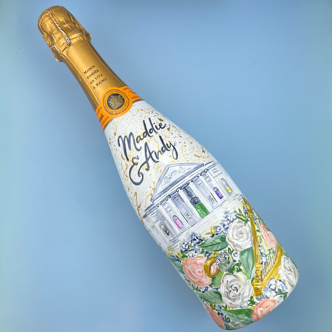 Custom Hand Painted Champagne Bottle Venue Painting Proposal