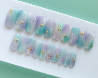 Mermaid Sky Nail Set - 20pc Set in Square
