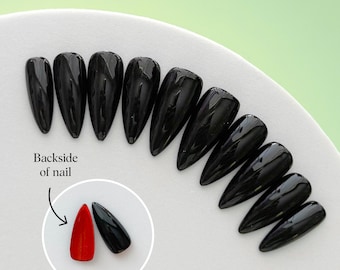 Black with Red Bottom Press On Nails