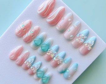 Freestyle Pastel Press-on Nail Set - 20pc Set - Medium Almond