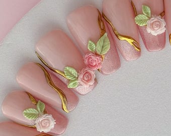 In Bloom Flower Press On Nails