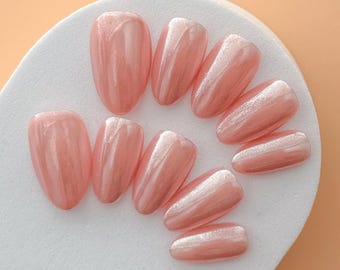 Peach Glazed Donut Press On Nails