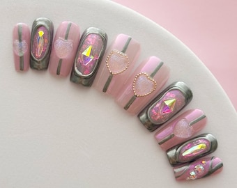 Y2K Hearts Press On Nails
