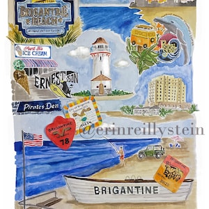 Brigantine Beach Watercolor Print