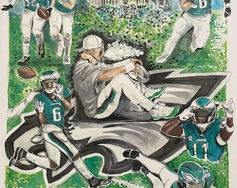 Superbowl LIX Champions Philadelphia Eagles Original Watercolor Print