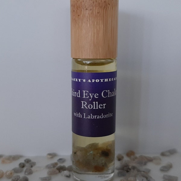 Third Eye Chakra Roller with Labradorite (with Tangerine, Clary Sage, Jasmine & Lemon)