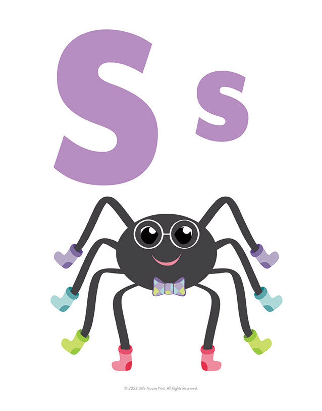 LETTER S Animal Alphabet Graphic Print - Etsy