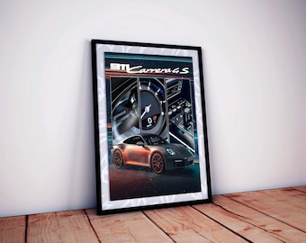 Porsche 911 Carrera 4S Art Print: Man Cave Garage Decor (Digital Download)