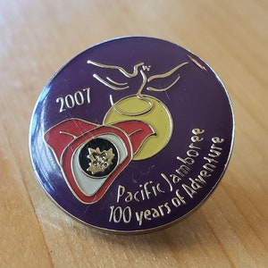 2007 Pacific Jamboree - 100 years of Adventure - Cool Epoxy Scouts Pin - Brooch Pin- Unique Rare Hat Pin Lapel Pin Vintage Pin Retro Pin