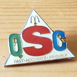 McDonalds QSC - Fast - Accurate - Friendly - Cool Vintage McDonalds Pin - Brooch Pin- Unique Rare Hat Pin Lapel Pin Vintage Pin Enamel Pin