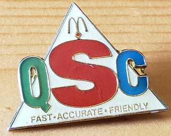 Pin esmaltado vintage de McDonald's QSC: coleccionable de comida rápida