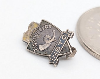 Vintage NBTC Bugle Lapel Pin | Greek Lettering Shield Brooch | Sterling Silver | 1950s Hat Pin | Club Insignia
