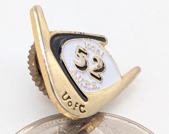Vintage AUPE Local 52 Lapel Pin | University of Calgary Union Badge | Gold-Toned Enamel Screwback | 1980s Canadian Labour Pin