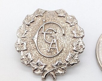 Vintage CLGU Pin | Canadian Ladies Golf Union | Silver-Toned Wreath Brooch | Maple Leaf Lapel Pin | 1950s Sports Accessory
