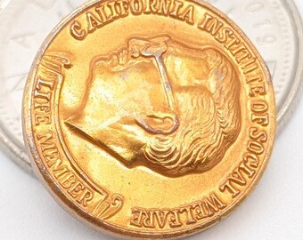 Vintage Lapel Pin | California Institute of Social Welfare Life Member | Gold-Toned Brass | 1950s