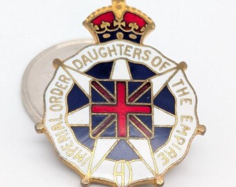 IODE Pin | Imperial Order Daughters of the Empire | Birks Reg Enamel Brooch | Vintage Fraternal Badge | Gold-Toned Lapel Pin