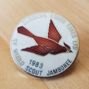 Cardinal Coach Lines LTD - XV World Scouts Jamboree 1983 - Brooch Pin- Unique Rare Hat Pin Lapel Pin Vintage Pin Retro Pin Enamel Pin