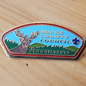 Bucks County Council - Pennsylvania Scouts Pin - Beautiful Vintage Pin - Brooch Pin- Unique Rare Hat Pin Lapel Pin Vintage Pin Enamel Pin