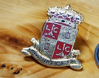 Vintage Enamel Crest Brooch Pin with Crown - Retro Lapel Pin