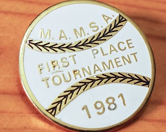 Vintage 1981 Baseball Tournament Enamel Pin – M.A.M.S.A. First Place