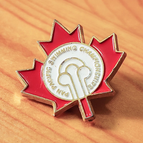 Pan Pacific Swimming Championships - Cool Vintage Canadian Swimming Brooch Pin Unique Rare Hat Pin Lapel Pin Retro Pin Enamel Pin