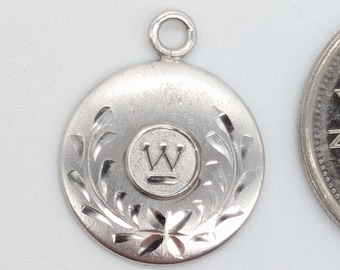Set of 3 Birks W Logo Charms | 5 Year Employee Service Award | Silver-Toned Corporate Pendants | Engraved Wreath Motif | 1970s