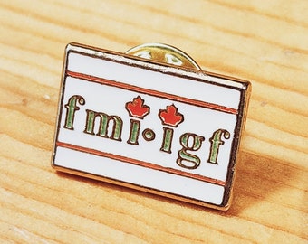 FMI*IGF öffentlichen Dienst - einfach weiß, gold und rot Brosche Pin Unikat Hut Pin Anstecknadel Vintage Pin Retro Pin Emaille Pin