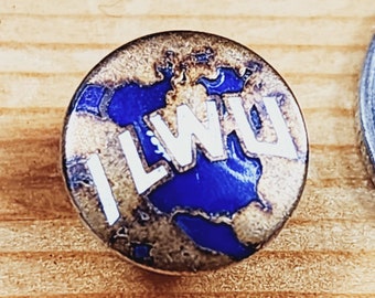 ILWU International Longshore Warehouse Union Brosche mit Schraubverschluss, einzigartige seltene Hutnadel, Anstecknadel, Vintage-Pin, Retro-Pin, Emaille-Pin
