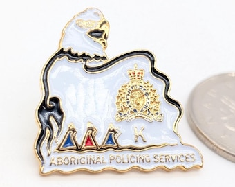 RCMP K Division Pin | Aboriginal Policing Services | Gold-Toned Enamel Lapel Pin | Royal Canadian Mounted Police Badge | 1990s Era
