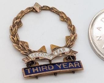 Little System Cross & Crown Sunday School attendance Brooch Pin: Vintage Enamel Lapel Hat Pin