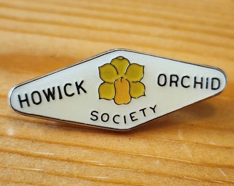 Howick Orchid Society - Beautiful Vintage New Zealand Orchid Brooch Pin Unique Rare Hat Pin Lapel Pin Vintage Pin Retro Pin Enamel Pin