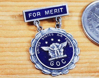 US Luftwaffe GOC For Merit-Cool Vintage Sterling Silber Brosche Einzigartige Seltene Hut Pin Anstecknadel Vintage Pin Retro Pin Emaille Pin