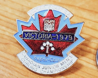 Victoria 1979 Canadian Junior Mens Curling Championship Pepsi-Cola, Brosche Pin Einzigartige seltene Hutnadel Anstecknadel Vintage Pin Retro Pin Emaille Pin