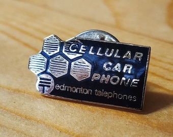 Cellular Car Phone Edmonton Telephones - Cool Vintage Brooch Pin Unique Rare Hat Pin Lapel Pin Vintage Pin Retro Pin Enamel Pin