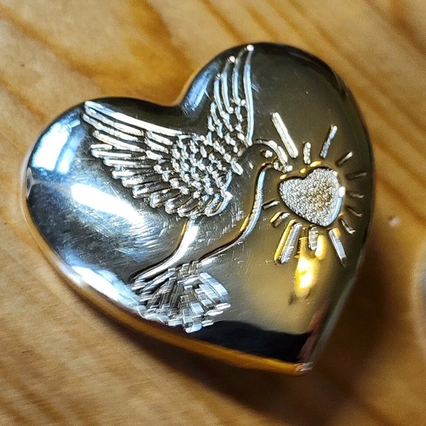 Gold Toned Heart with Dove - The Variety Club Brooch Pin Unique Rare Hat Pin Lapel Pin Vintage Pin Retro Pin Enamel Pin