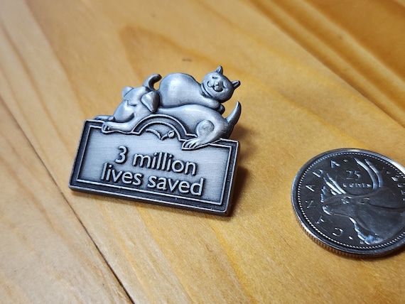 Vintage SPCA Brooch Pin - 3 Million Lives Saved, Cat & Dog Design