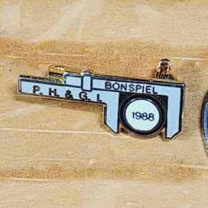 P.H. and G.I. Bonspiel 1988 Curling Omlypic Brooch Pin Unique Rare Hat Pin Lapel Pin Vintage Pin Retro Pin Enamel Pin