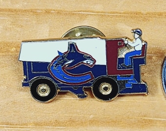 Zamboni with Vancouver Canucks symbol Brooch Pin Unique Rare Hat Pin Lapel Pin Vintage Pin Retro Pin Enamel Pin