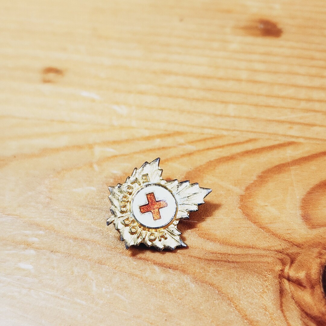 Lapel Pin Reverse Blood Donor - C. Lamond Sterling L on Reverse - Beautiful Old Brooch ...