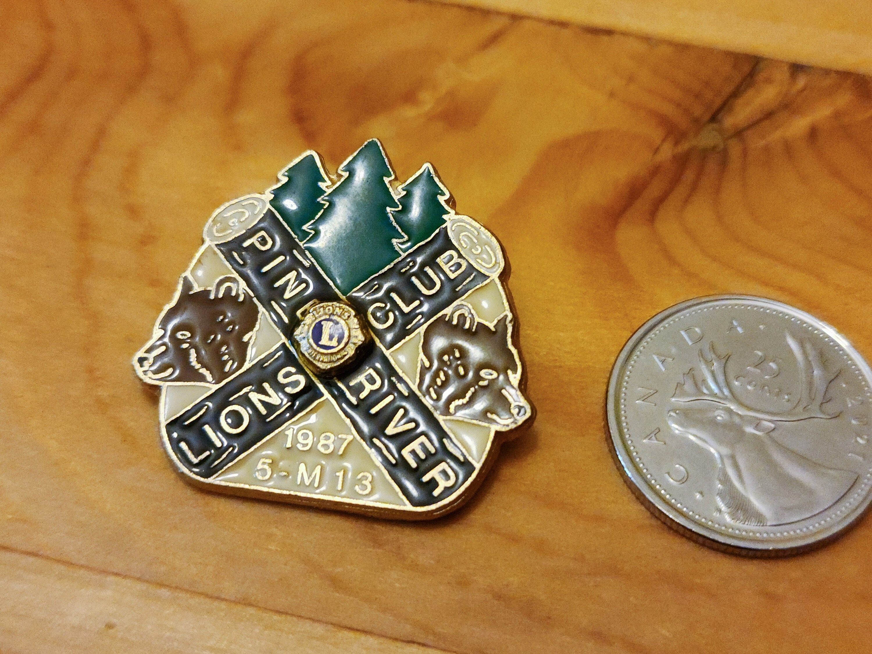 Pine River Lions Club 1987 5-M13 - Beautiful Vintage Made in Canada Pin! Brooch Pin- Unique Rare Hat Pin Lapel Pin Retro Pin Enamel Pin