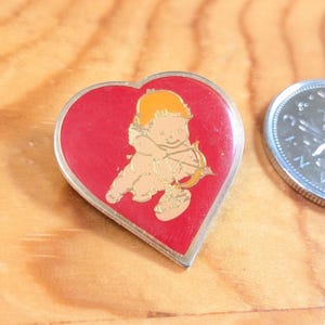 Heart with Cupid Valentines Day Brooch Pin Unique Rare Hat Pin Lapel Pin Vintage Pin Retro Pin Enamel Pin