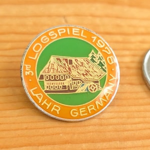 Logspiel 1978 Lahr Germany Logging Game Brooch Pin Unique Rare Hat Pin Lapel Pin Vintage Pin Retro Pin Enamel Pin
