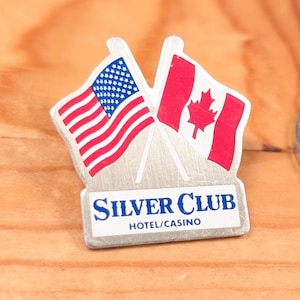 Silver Club Hotel/Casino Brooch Pin Unique Rare Hat Pin Lapel Pin Vintage Pin Retro Pin Enamel Pin