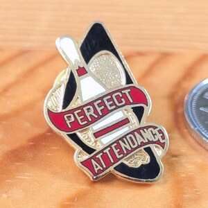 Perfect Attendance Bowling Achievement Brooch Pin Unique Rare Hat Pin Lapel Pin Vintage Pin Retro Pin Enamel Pin